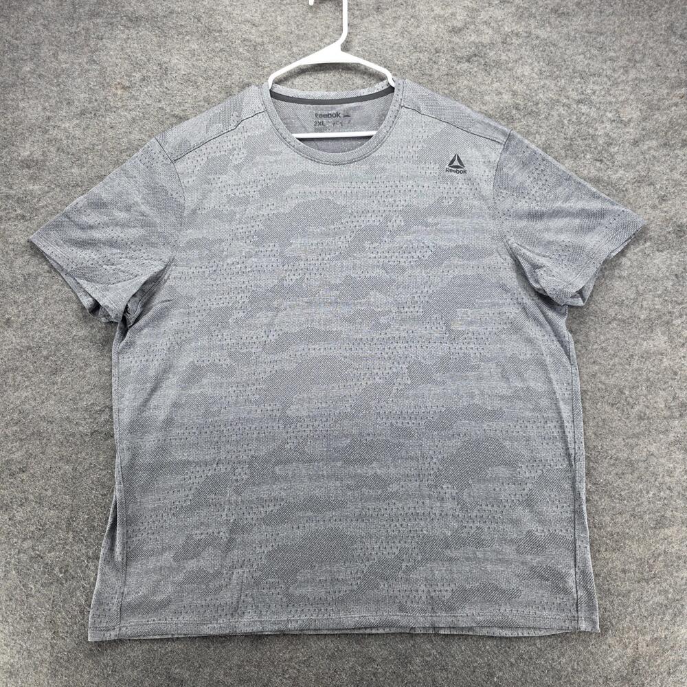 Reebok Shirt Mens 2XL Gray Camo Athletic Training Tee Polyester Performance